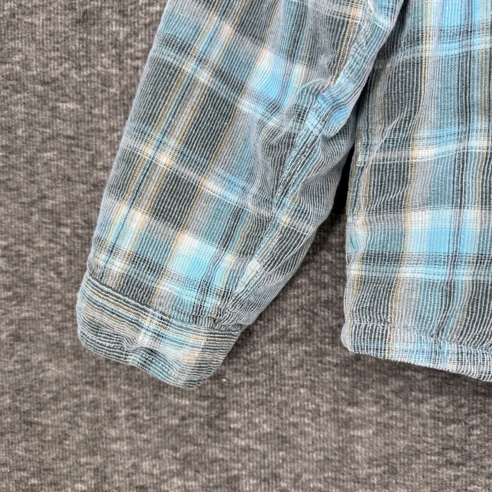 Soho Threads Womens Blue Plaid Corduroy Flannel Sherpa Lined Hooded Shacket XXL - Picture 7 of 10